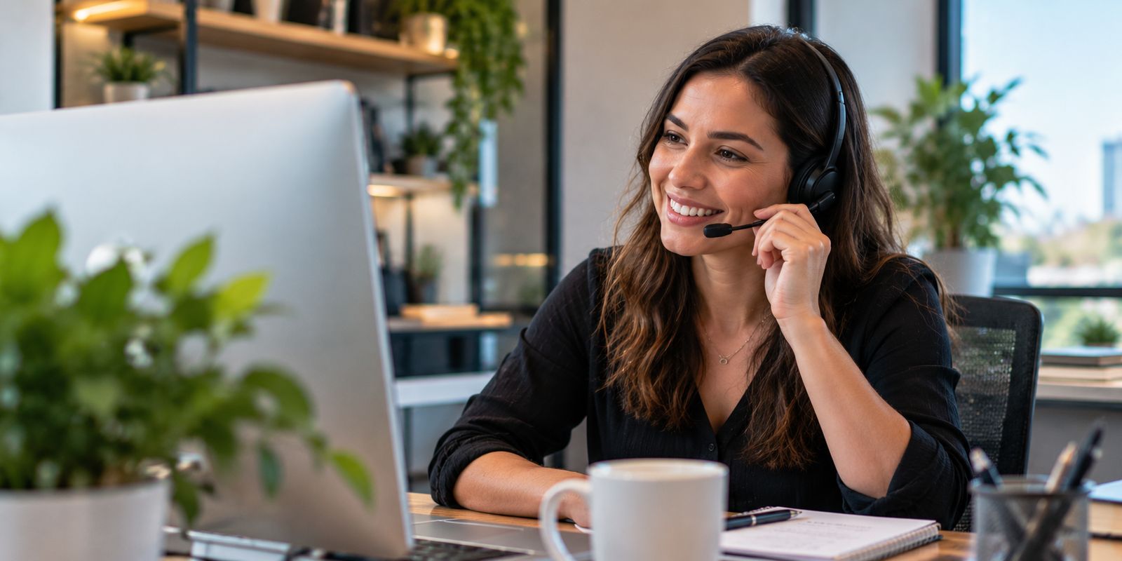 Illustrative photo: person on a support call