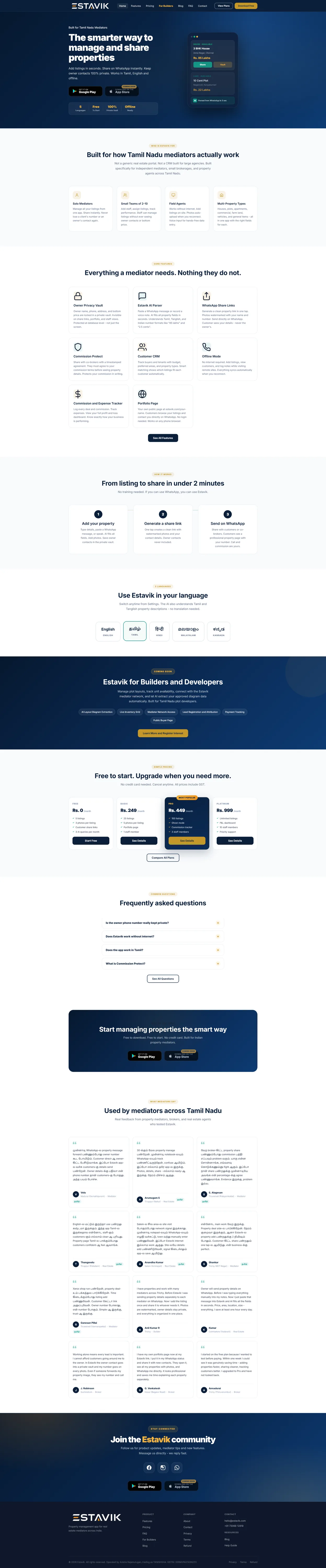 Estavik property platform homepage