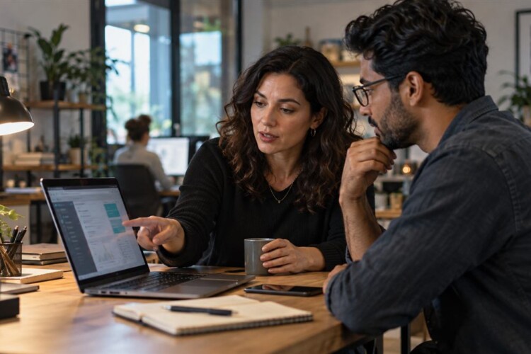 Small business team reviewing an AI-assisted customer support workflow