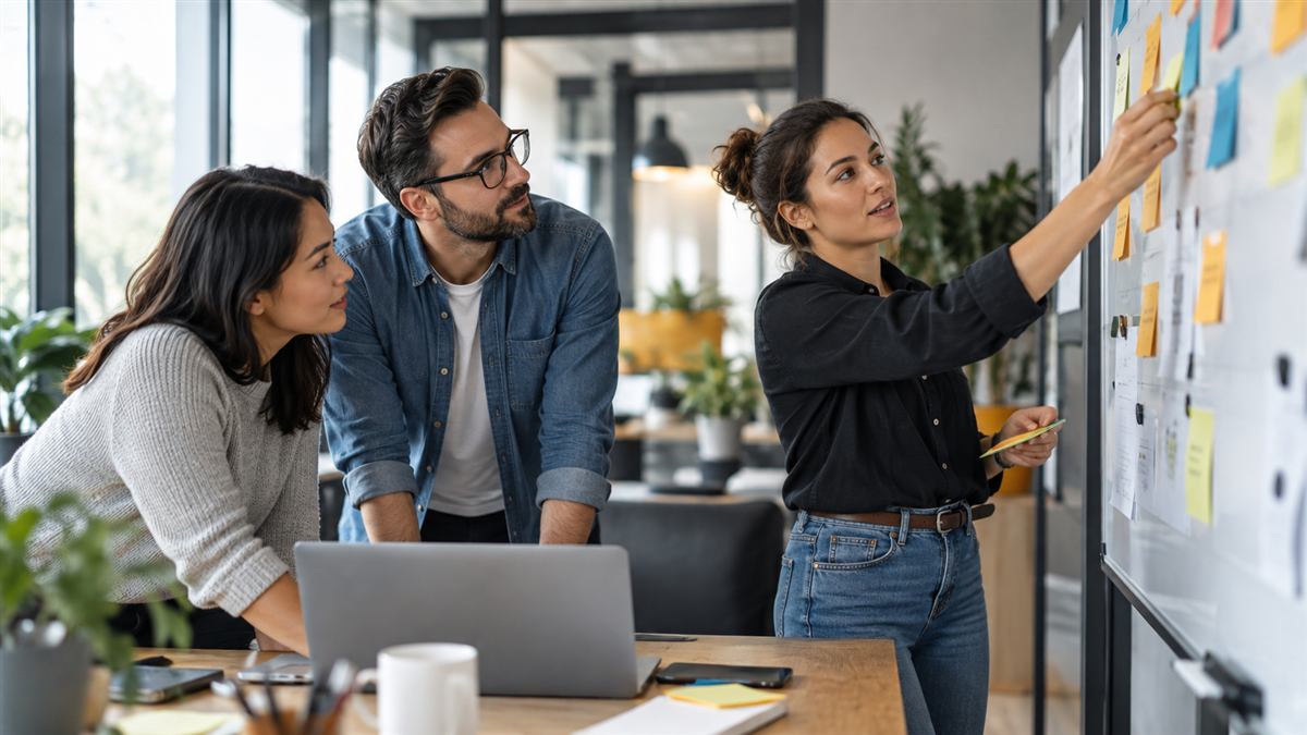 Sales team coordinating CRM follow-up and marketing automation
