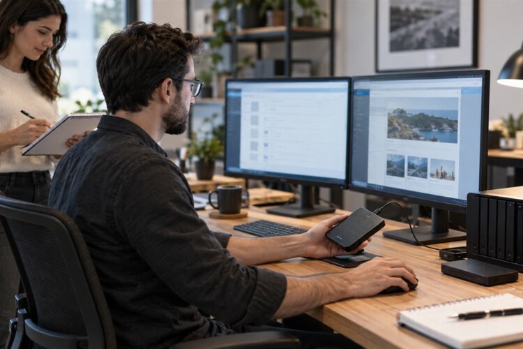 Website support team checking backups and maintenance systems